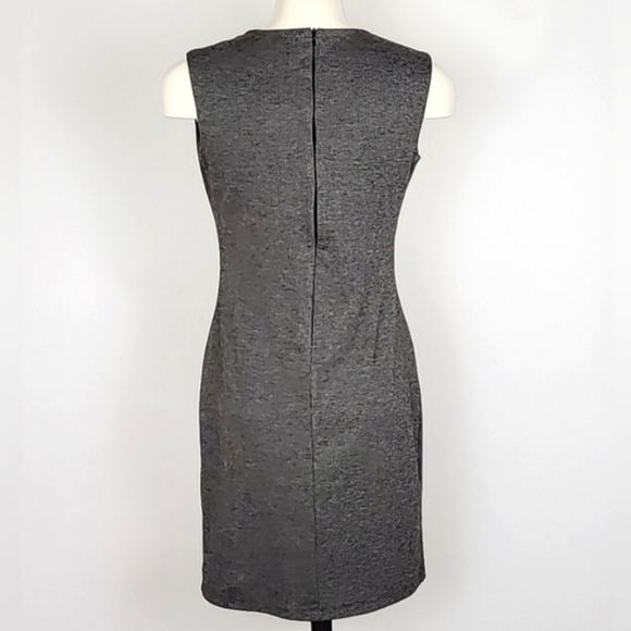 ENFOCUS Studio Dress Heathered Grey Round Pleated Neckline Zippers Stretch Sz 6 - Picture 3 of 14